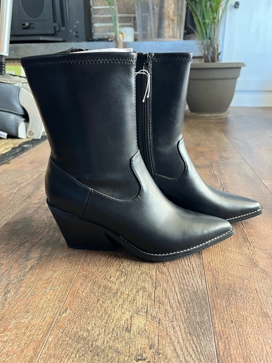 Target Shoes - Target Black Pointed-Toe Mid-Calf Heeled Boots